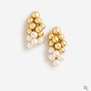 J. Crew Pearl and metallic ball cluster earrings